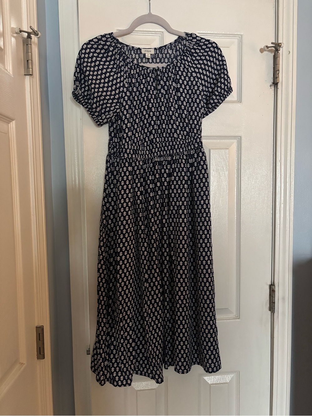 J. Crew Navy and White Floral Midi Dress